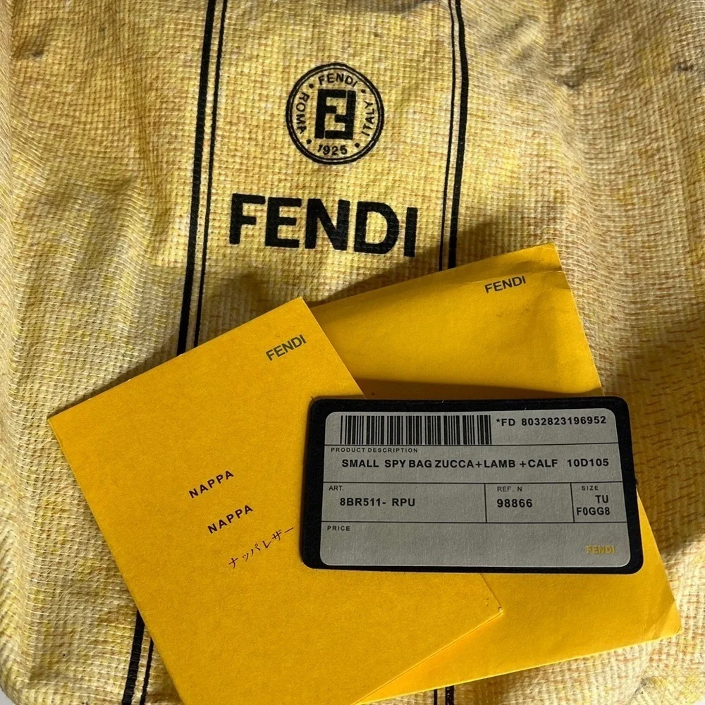 Fendi Small Spy Bag Black Lamb Leather Zucca Interior